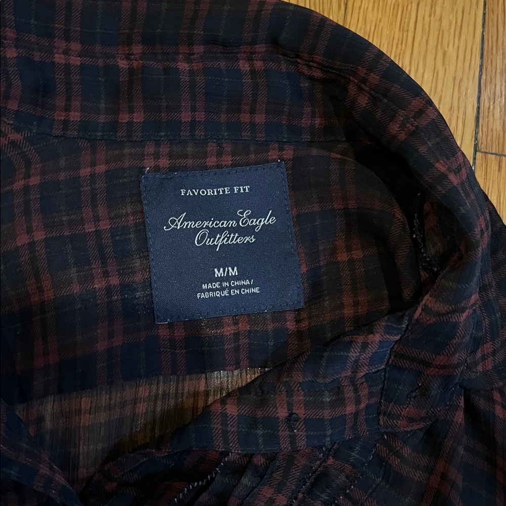 American Eagle Outfitters Black and Red Plaid Shirt